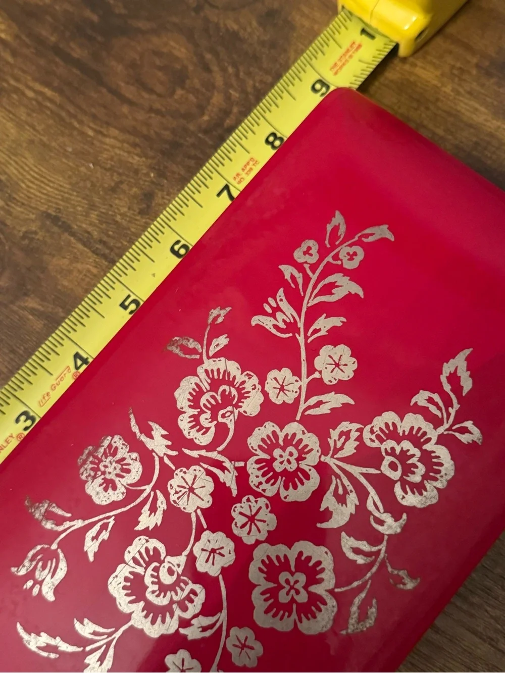 Vintage Mele Red Hard Shell Travel Jewelry Box Floral Gold Trim Velvet Organizer